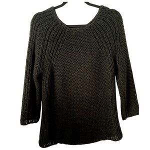Sydney Easton Chunky Black Crewneck Knit Long-Sleeved‎ Sweater